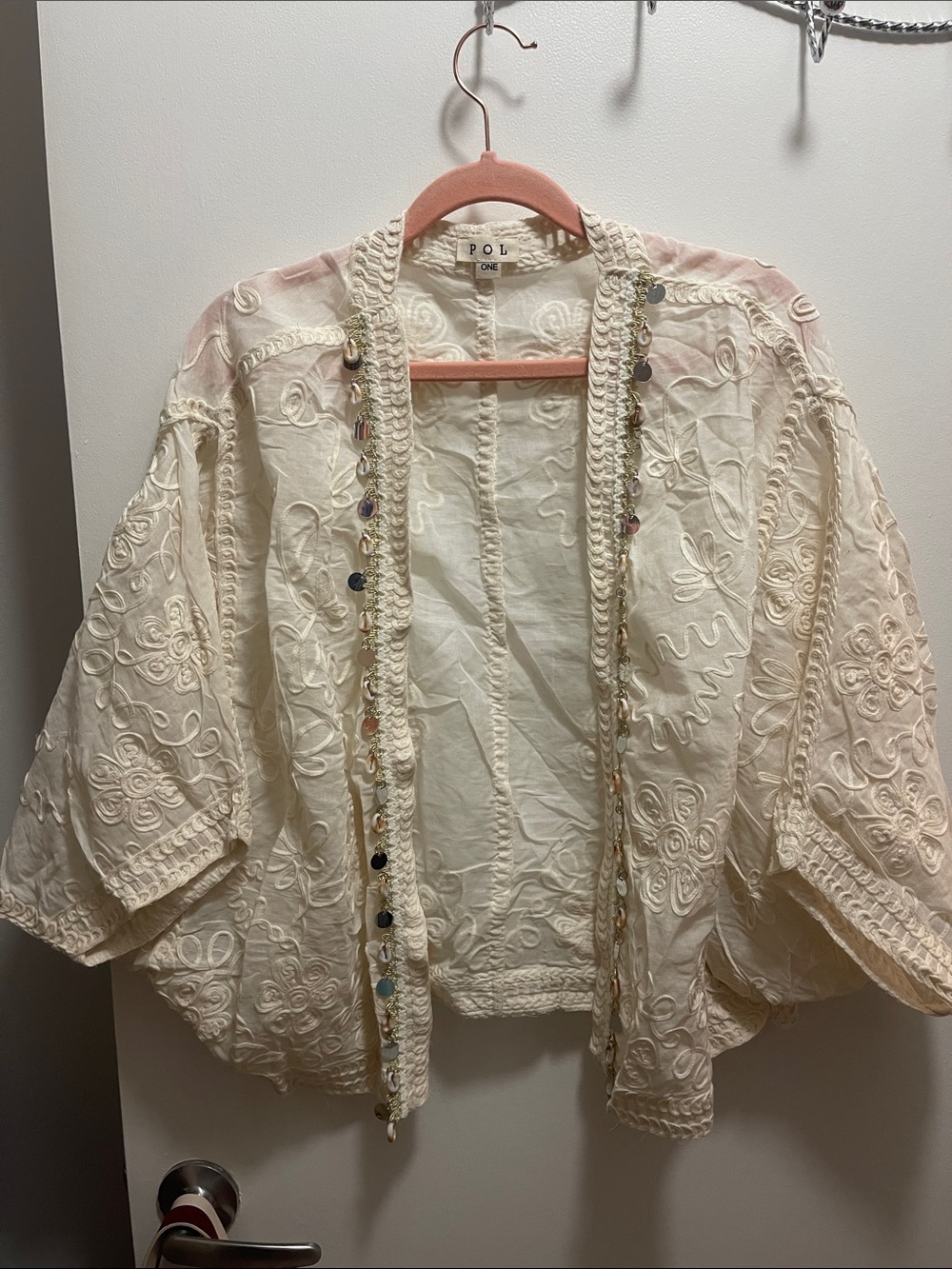 POL OS Batwing Embroidered Conch Shell Cardigan - Picture 4 of 8